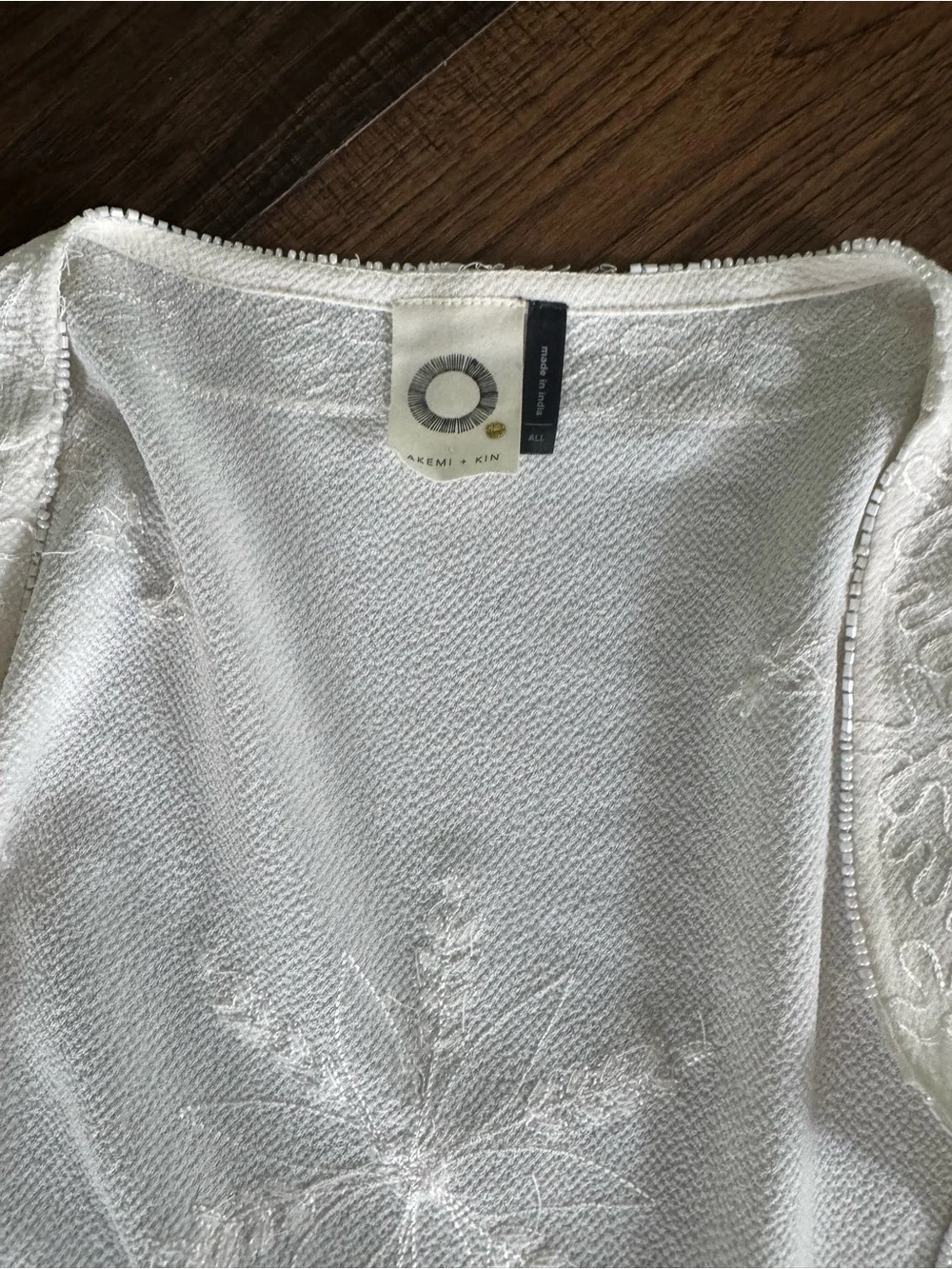 Anthropologie Cream Embroidered Open-Front Shawl